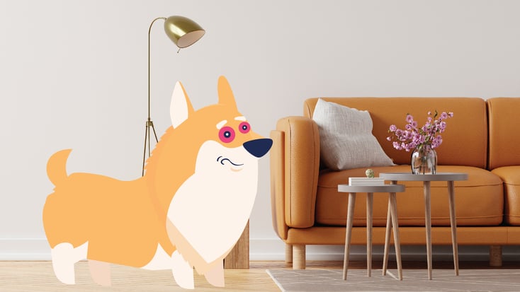 Dog with pink eye illustration
