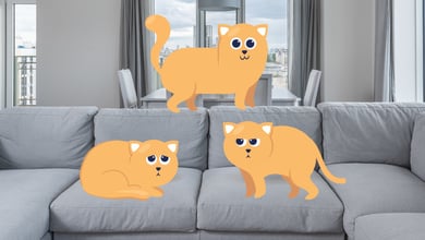 Three cats on a couch illustration